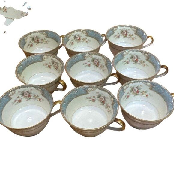 Japanese Vintage1940's 34 piece Noritake "Blue Dawn”  fine china set floral - Picture 6 of 10